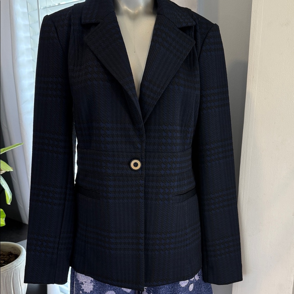 Cabi Checkout Blazer in Blue and Black Plaid